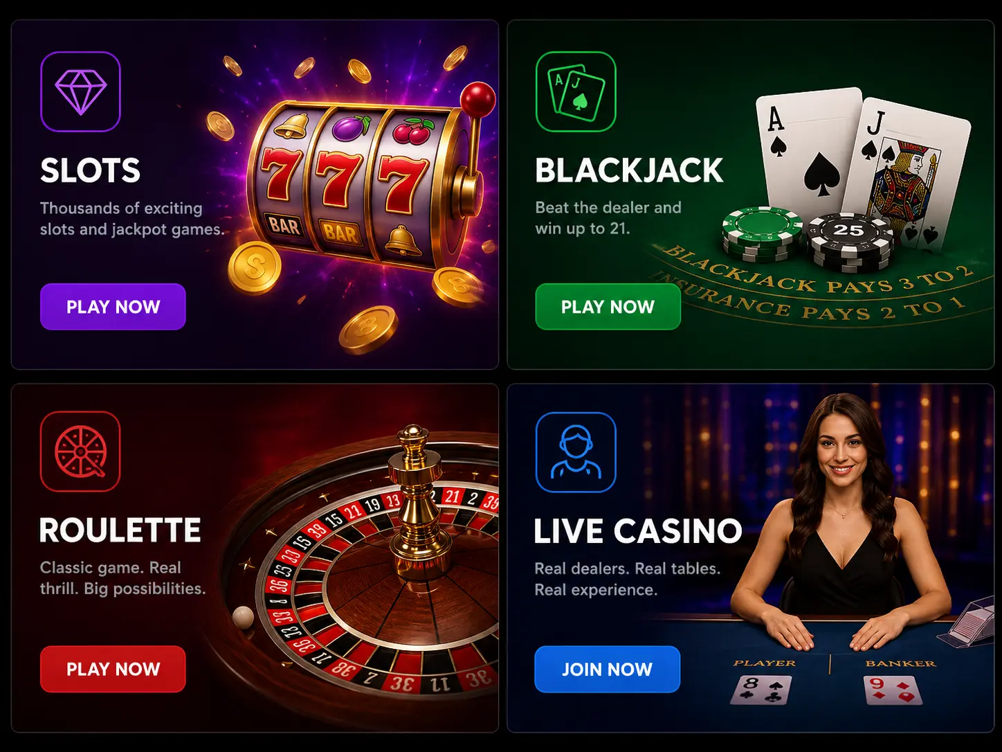 Slots-Blackjack-Roulette-Live Casino